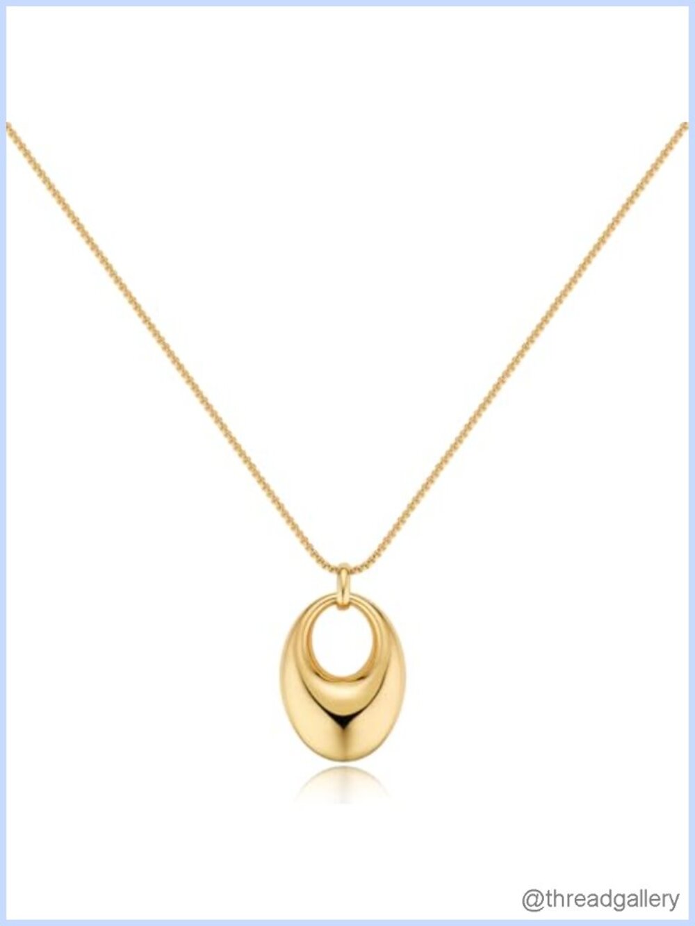 18K Gold Plated Oval Openwork Pendant Necklace Adjustable 30in